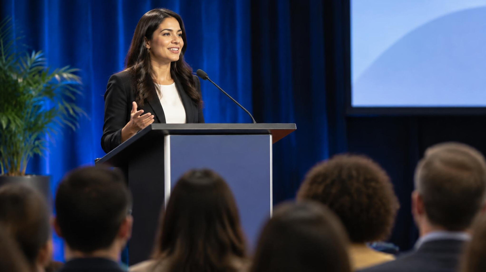 person speaking on stage